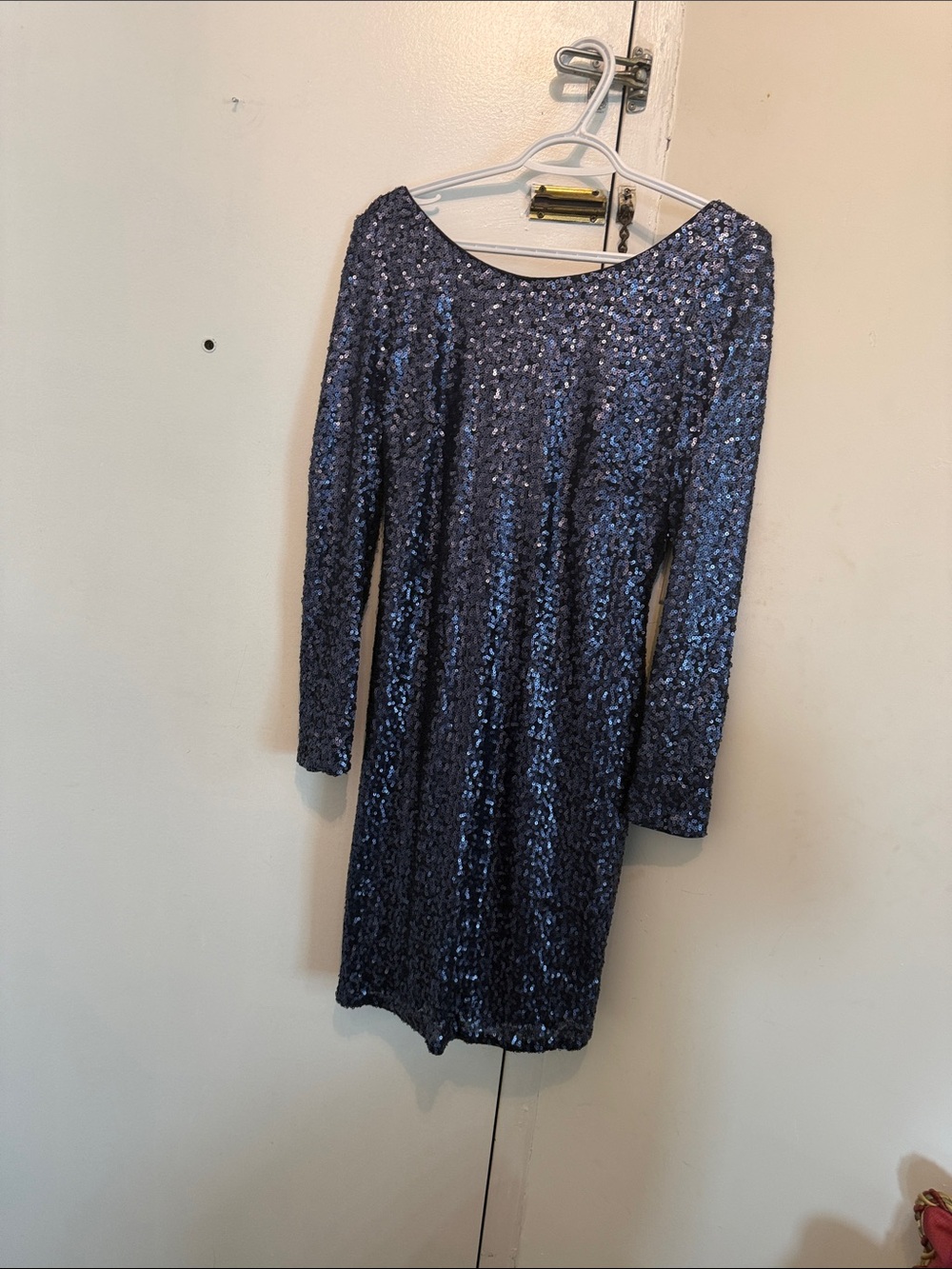 Aidan by Aidan Mattox Dark Navy Blue Sequin Long-Sleeve Dress